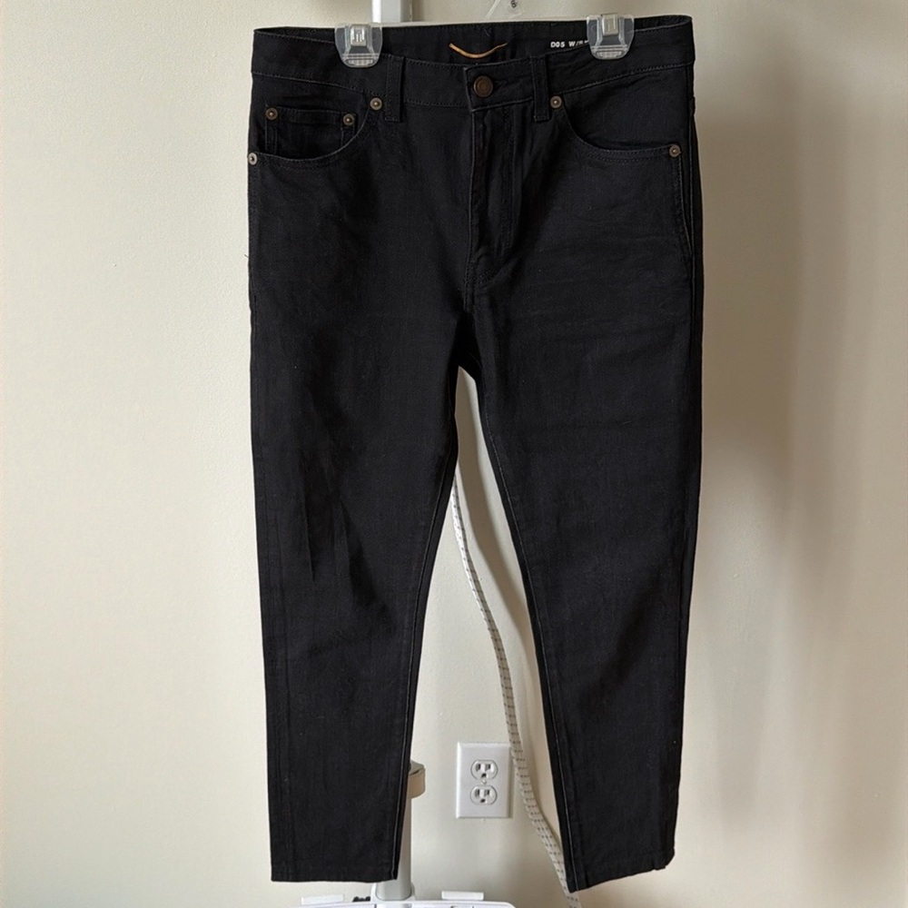 YSL Saint Laurent Paris black ankle cropped slim jeans, size US 4